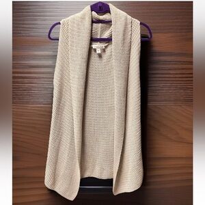 Coldwater Creek Beige Open Front Cardigan Sweater Sz L Super Soft Cotton
